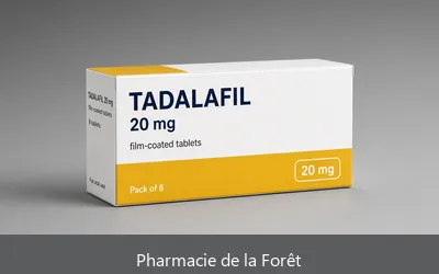 Boîte de Tadalafil 20 mg générique certifié en pharmacie française